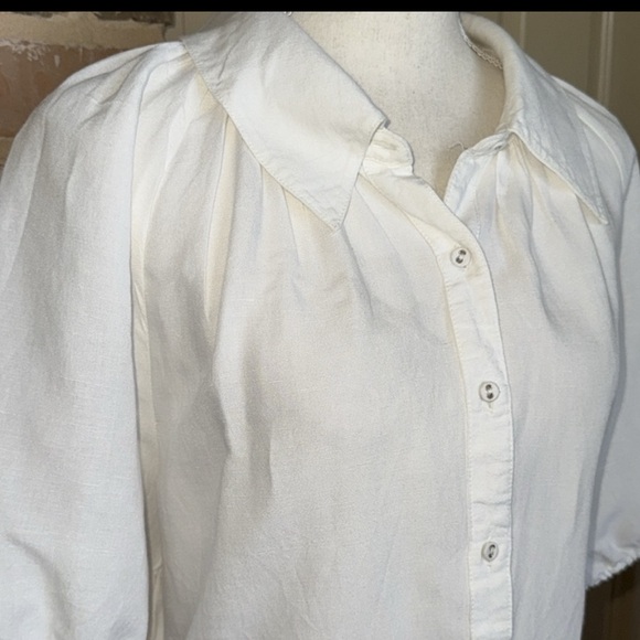 Antonio Melani Linen Blend Button Up Blouse Pouf Short Sleeve Sz XL - Picture 13 of 14